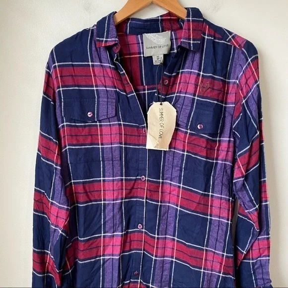 Summer Of Love Jett Check 100% Cotton Plaid Shirt - Picture 3 of 16